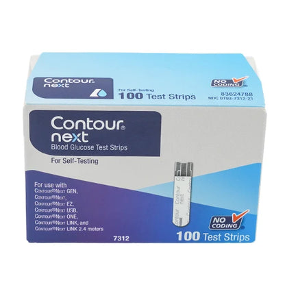 Contour Next blood glucose test strips, 100-count package