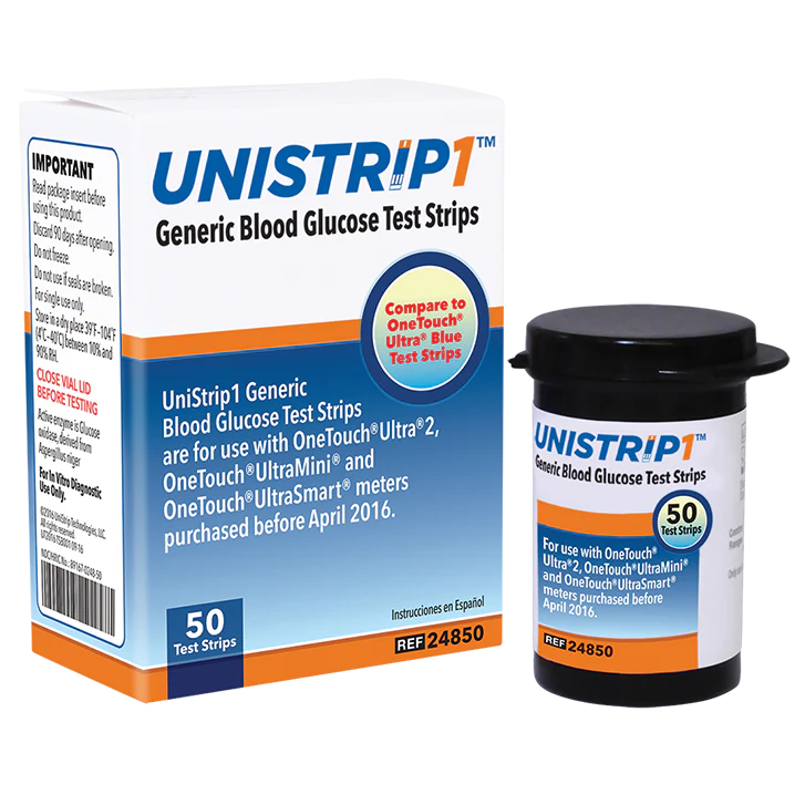 UniStrip Glucose Test Strips - 50ct - Compatible with OneTouch Ultra Meters